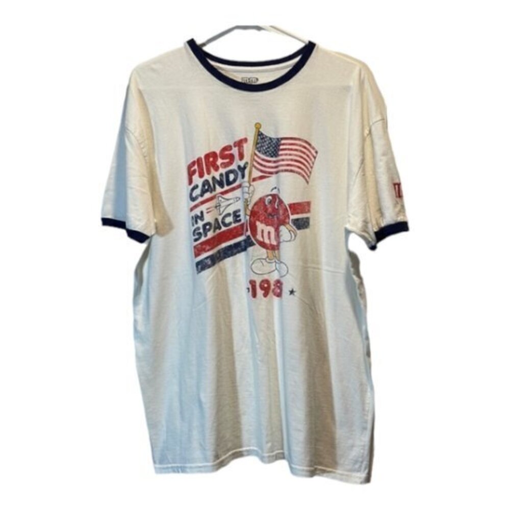 M&M’s White Graphic Patriotic Shirt Size 2XL EUC #7245